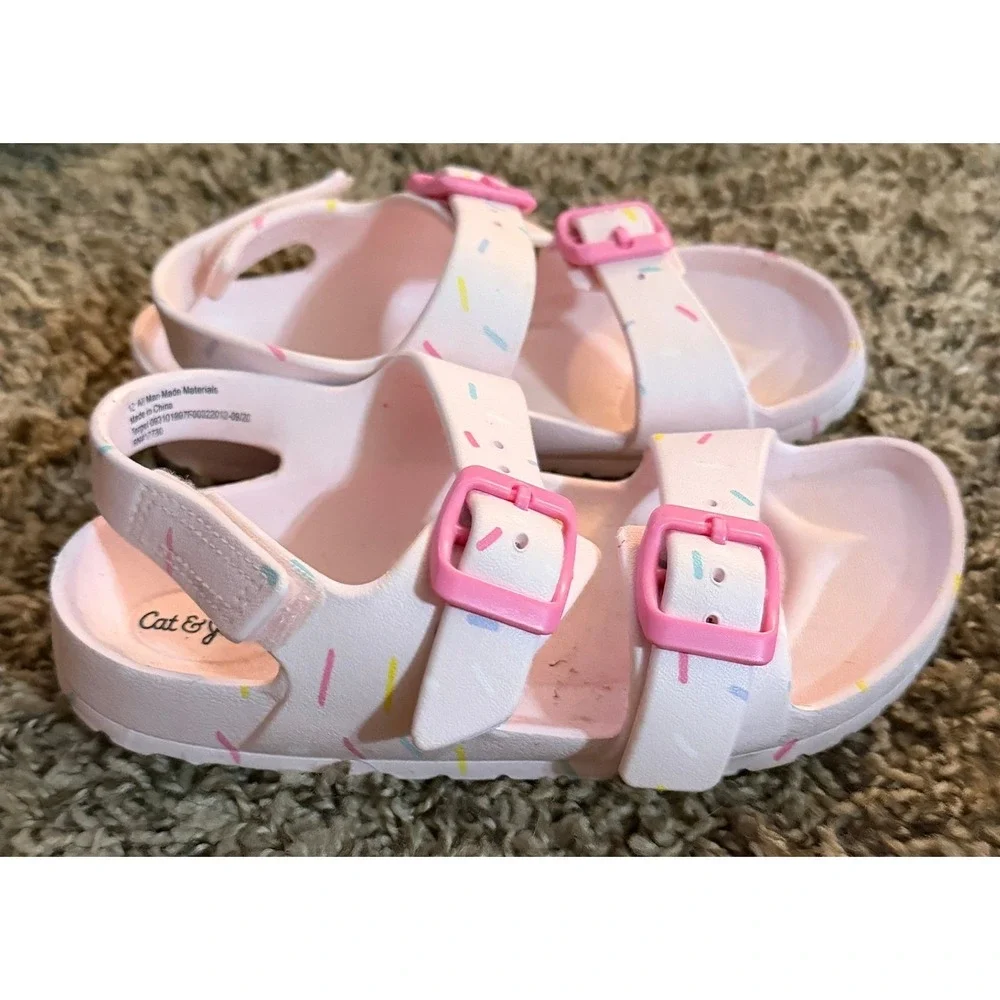 Cat & Jack-Ade Pink Sprinkle Pattern Sandals  Size 12